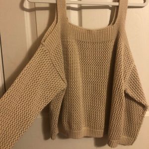 Cream off the shoulder waffle sweater